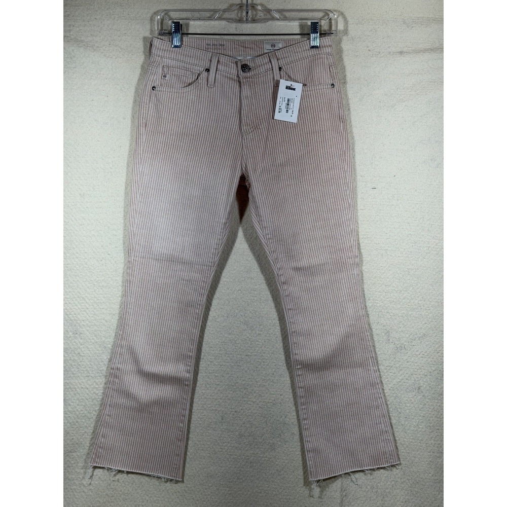 Adriano Goldschmied Jodi Crop Jeans Womens 25 Pink White Stripe High Rise‎ Flare